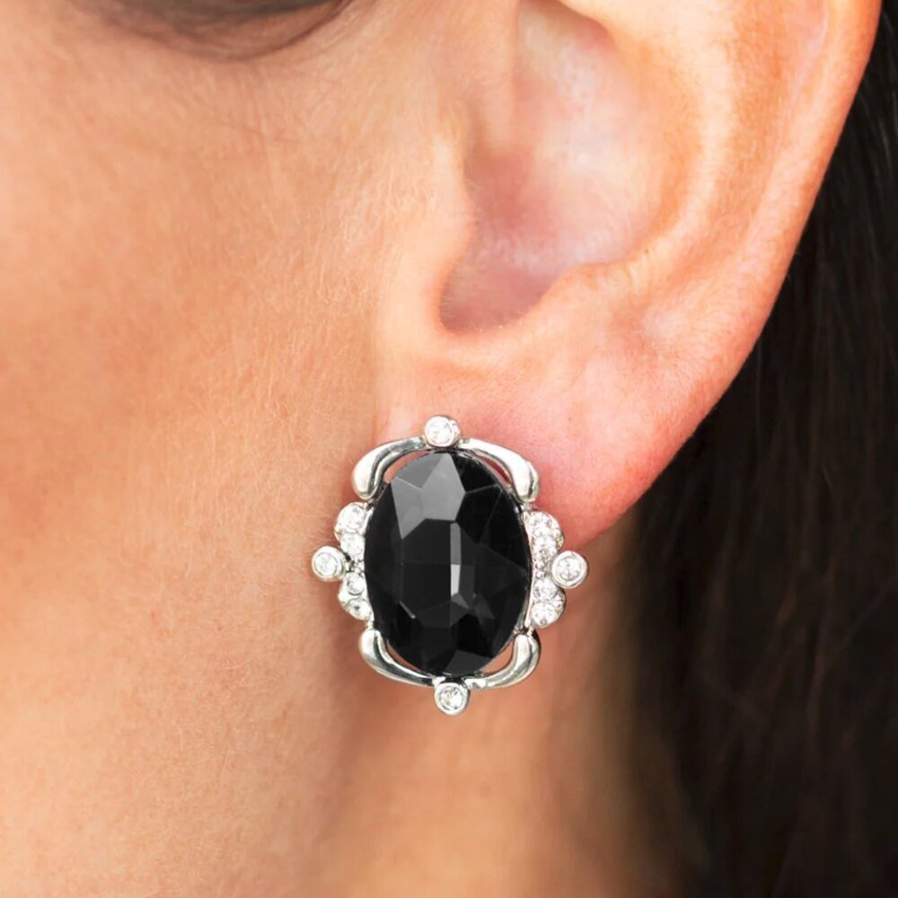 Paparazzi Jewelry Accessories - Regally Radiant - Black Earrings - Vintage